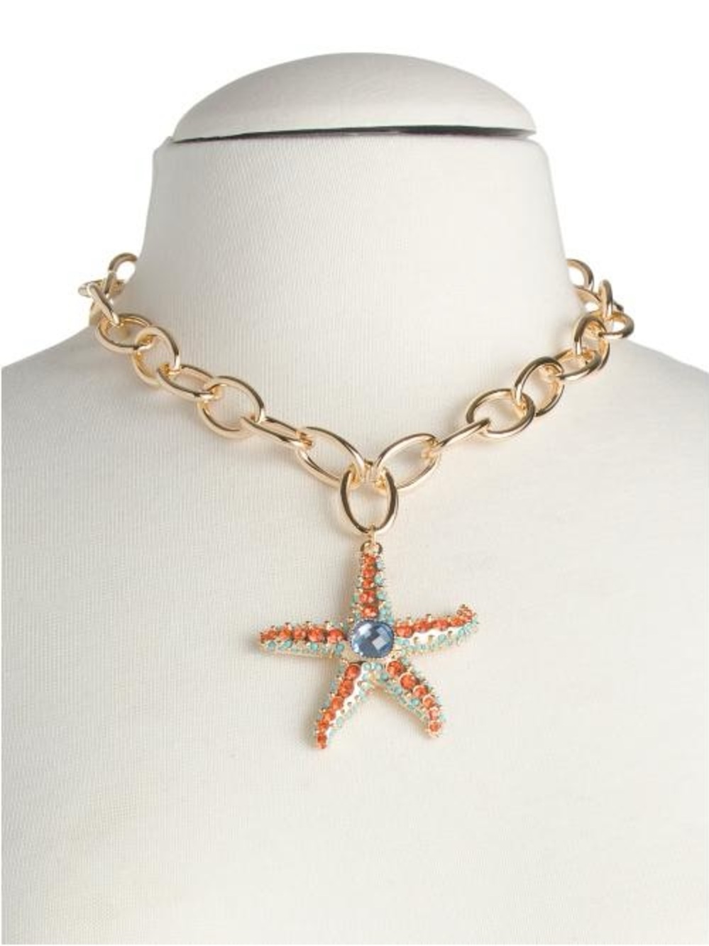 Betsey Johnson STARFISH SHORT PENDANT NECKLACE ORANGE